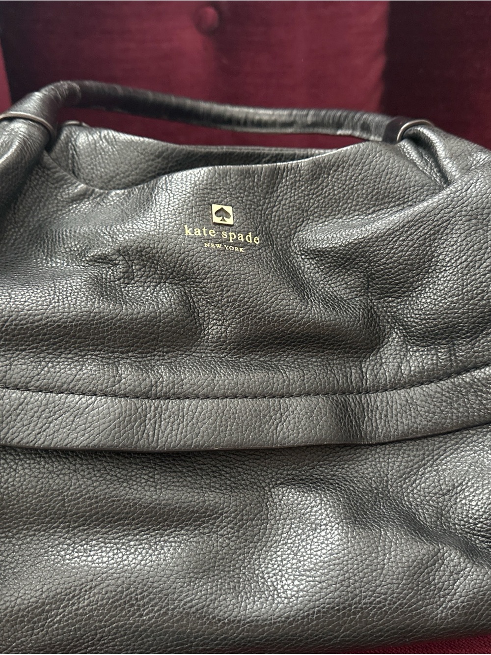 Kate Spade Black Pebbled Leather Hobo Shoulder Bag